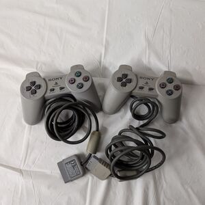 Sony PlayStation PS1 DualShock Wired Controllers in Gray